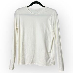 Eileen Fisher White Cotton Long Sleeve Round Neck Top S